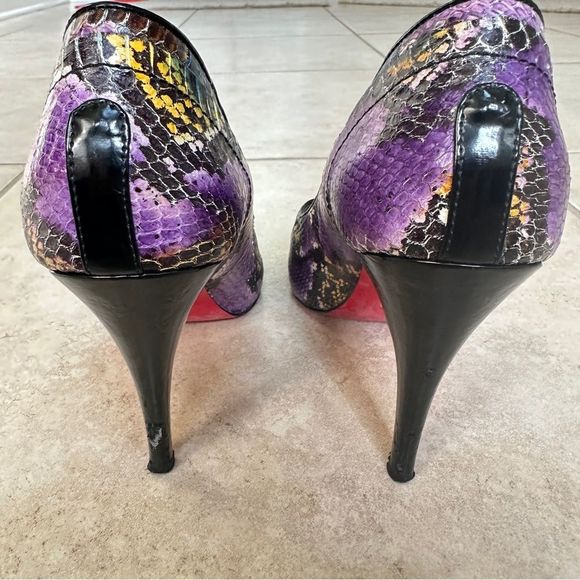 J Renee Luxe Colorful Snakeskin Peep Toe Heels Pumps with Red Bottoms Size 9 - Picture 6 of 10